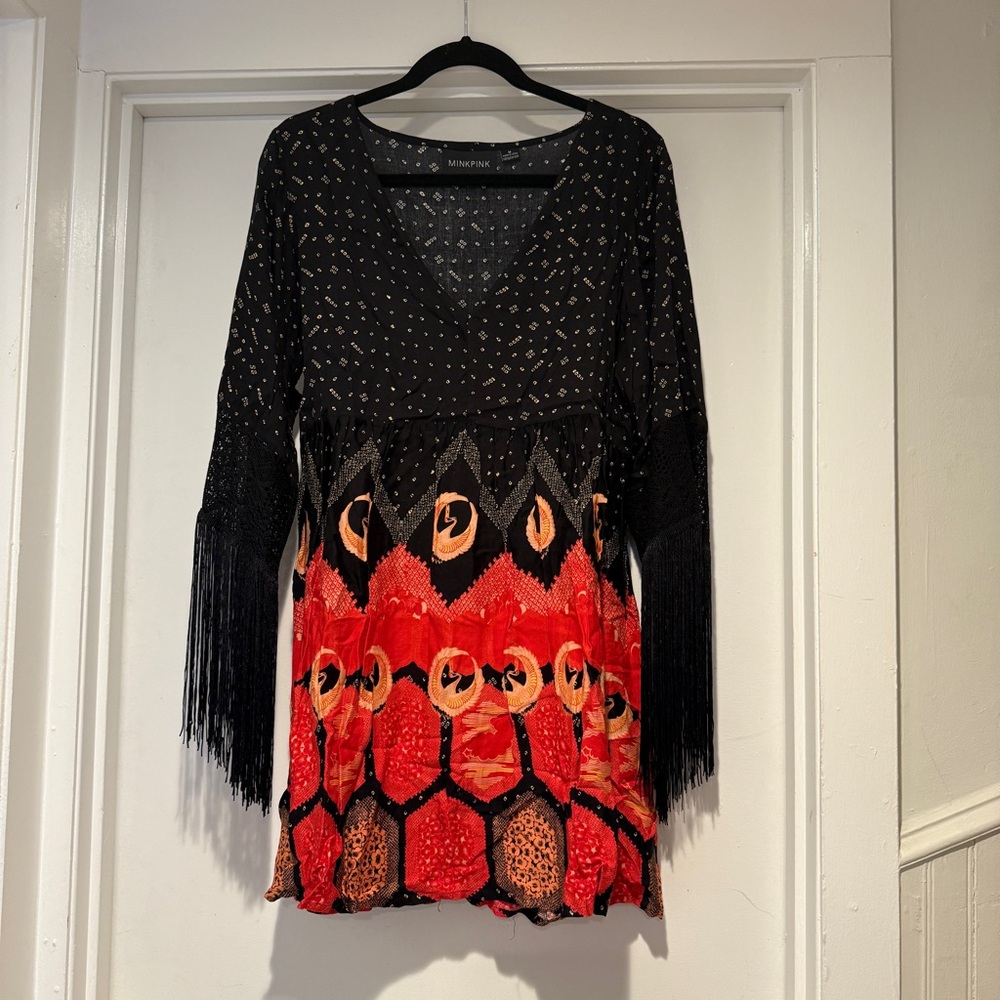 MINKPINK Dancing Crane Fringe Mini Dress - Picture 5 of 9